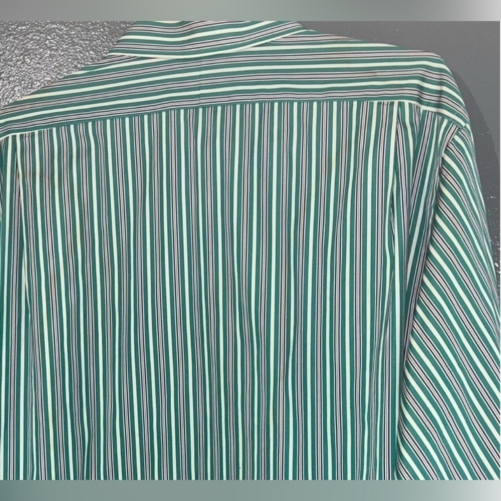 Ralph Lauren Polo Long Sleeve Button XL Regent Classic Fit Collard Green Striped - Picture 5 of 6